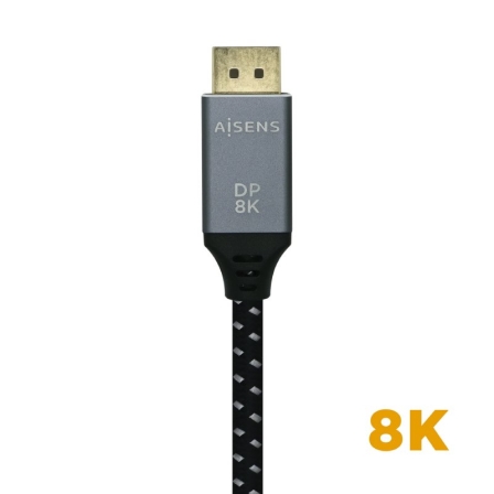 Cable DisplayPort 1.4 8K Aisens A149-0438/ DisplayPort Macho - DisplayPort Macho/ 3m/ Negro Gris