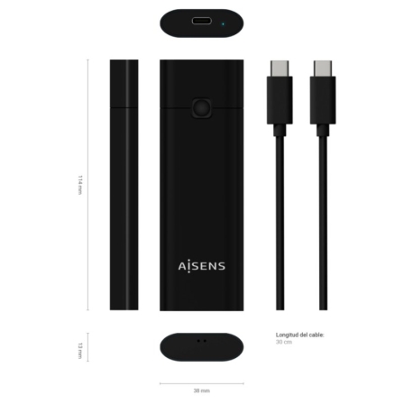 Caja Externa para Disco SSD M.2 NVMe Aisens ASM2-020B/ USB 3.2 Gen2/ Sin Tornillos