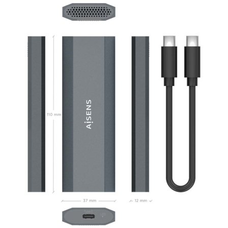 Caja Externa para Disco SSD M.2 NVMe Aisens ASM2-029GR/ USB 3.2/ Sin tornillos