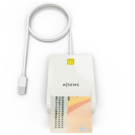 Lector de DNI y Tarjetas Aisens ASCR-SN07-W/ USB 2.0/ Blanco