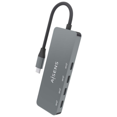 Hub USB Tipo-C Aisens A109-0695/ 4xUSB Tipo-C/ Gris
