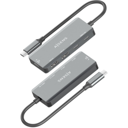 Hub USB Tipo-C Aisens A109-0946/ 2xUSB/ 2xUSB Tipo-C/ 1xUSB Tipo-C PD/ Gris