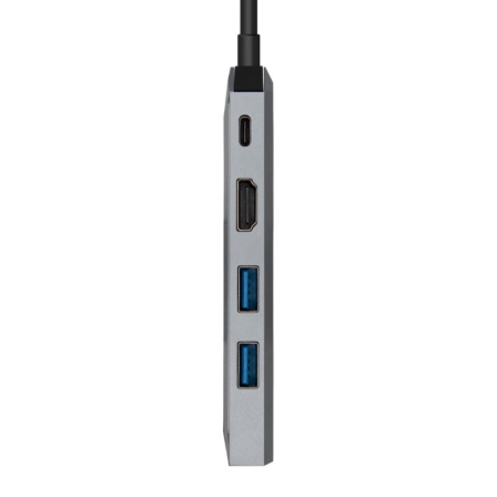 Docking USB Tipo-C Aisens ASUC-5P003-GR/ 1xHDMI 4K/ 2xUSB/ 1xRJ45/ 1xUSB Tipo-C PD/ Gris