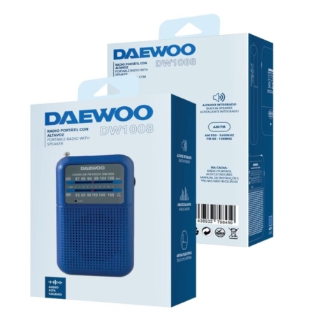 Radio Portátil Daewoo DW1008/ a Pilas/ Azul