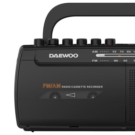 Radio Cassete Daewoo DW1108/ con Cable/ a Pilas/ Negra