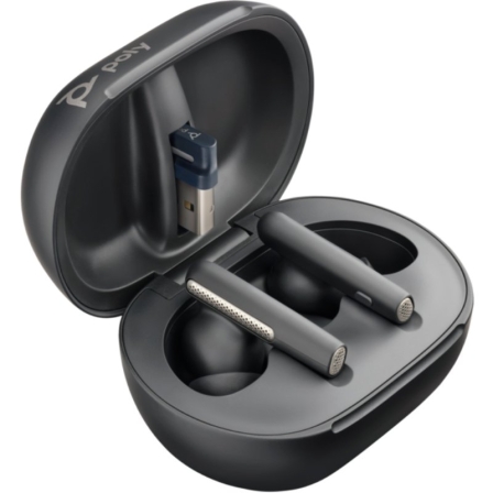 Auriculares Bluetooth Poly Voyager Free 60+ UC M con estuche de carga + Adaptador BT700/ Autonomía 10h/ Negros
