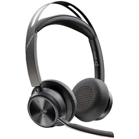 Auriculares Inalámbricos Poly Voyager Focus 2 para Microsoft Teams + Adaptador USB-C-A + Soporte de Carga/ con Micrófono/ Bluetooth/ Negro