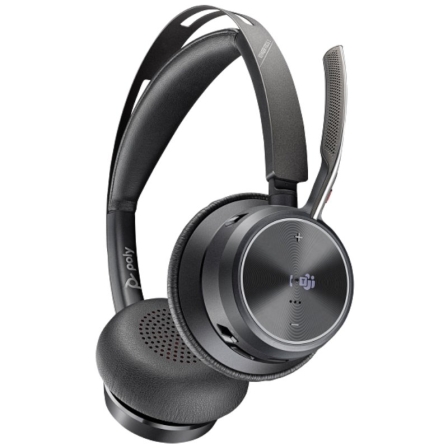Auriculares Inalámbricos Poly Voyager Focus 2 Microsoft Teams + Adaptador USB-C-A + Soporte de Carga/ con Micrófono/ Bluetooth/ Negros