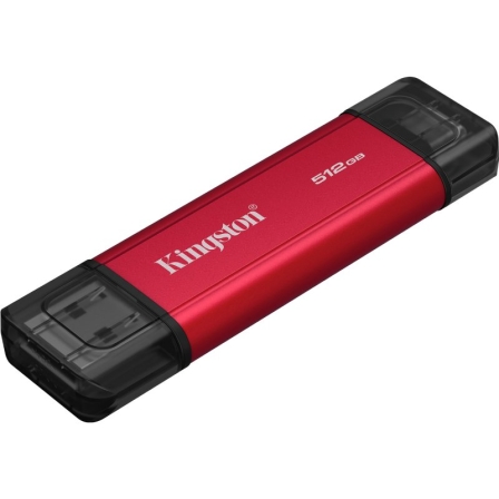 Disco Externo SSD Kingston Dual Portable SSD 512GB/ USB Tipo-C y USB 3.2/ Rojo