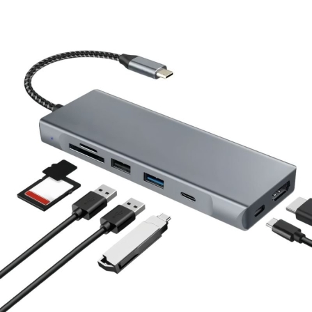 Docking/Caja Externa USB Tipo-C Leotec LEDS07/ Ranura SSD M.2/ 2xUSB/ 1xUSB Tipo-C/ 1xHDMI 4K/ 1xLector Tarjetas SD y MicroSD/ 1xUSB Tipo-C PD