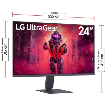 Monitor Gaming LG UltraGear 24G411A-B 23.7"/ Full HD/ 1ms/ 144Hz/ IPS/ Negro